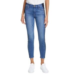 FRAME Le High Skinny Crop Jeans Tuxedo Stripe Stretch‎ Denim Kenya Blue 27